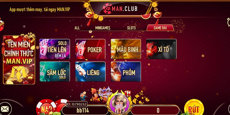 Chơi game bài kinh điển tại man club